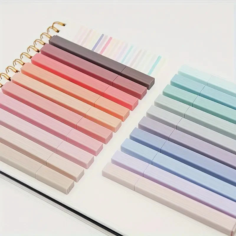 Pastel Morandi Square Highlighter Markers, Aesthetic Chisel Tip Highlighter Marker Pens No Bleed & No Smear for Highlighting
